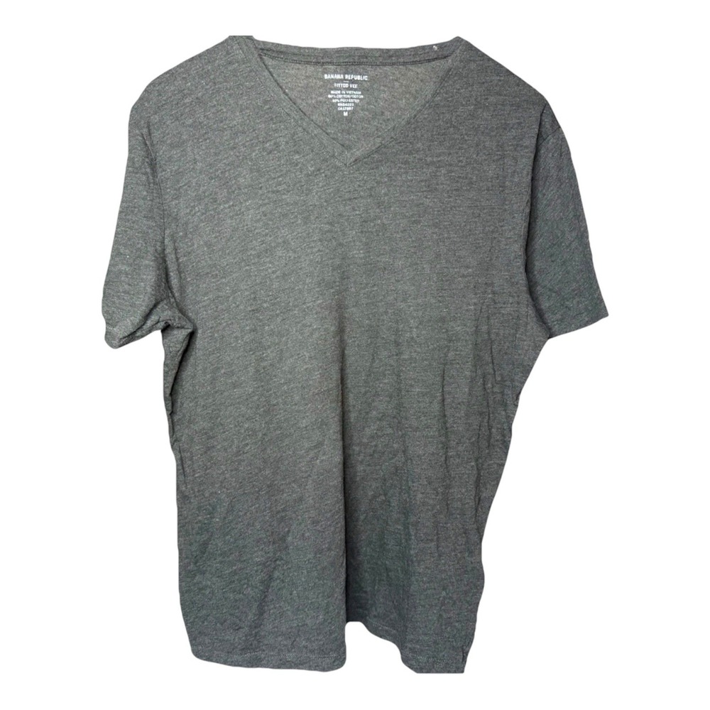 Banana Republic Men's Fitted Vee T-Shirt Gray Size Medium Short Sleeve Tee